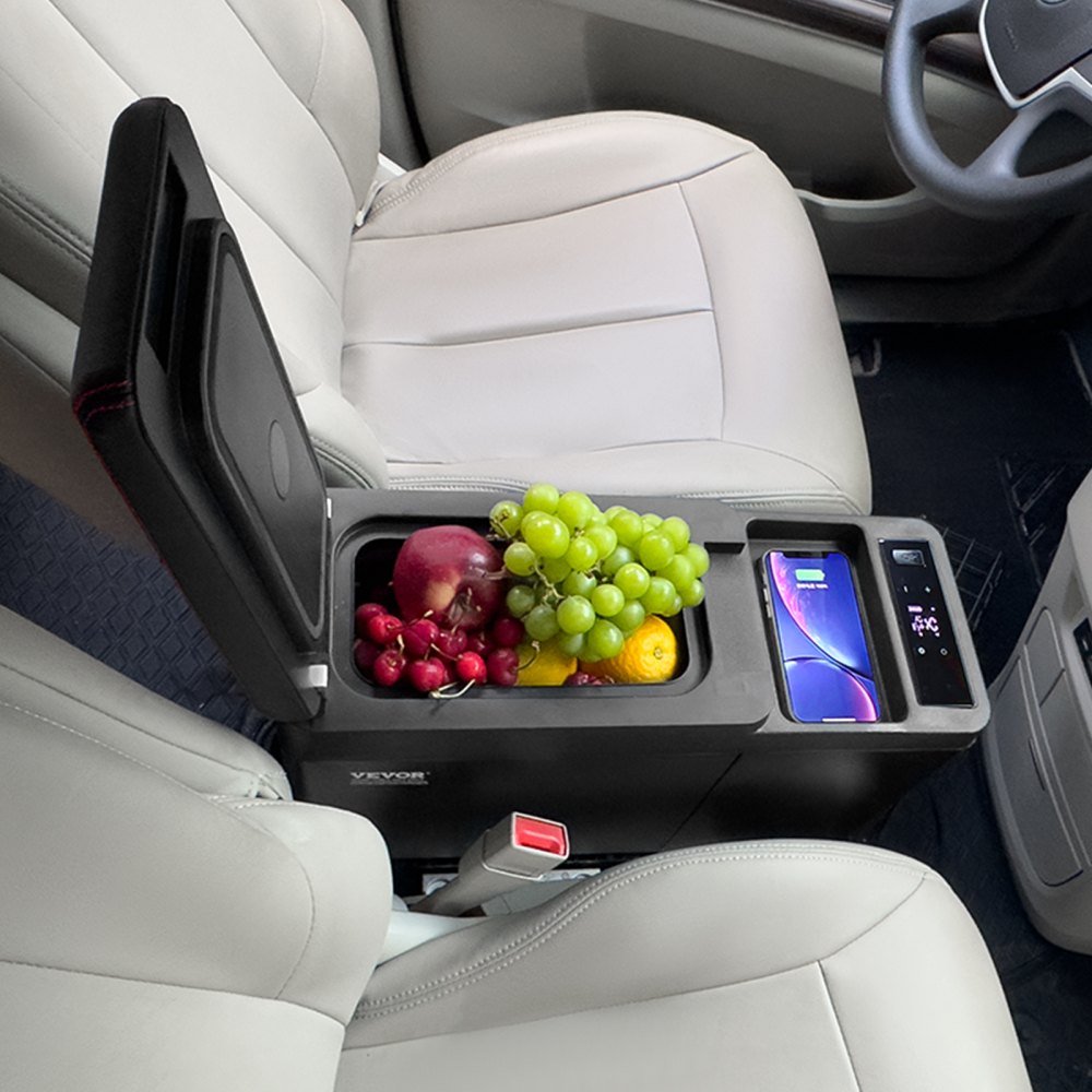 VEVOR Car Refrigerator, 12 Volt Car Armrest Refrigerator Fridge, 8 L Single Zone Portable Freezer, -4℉-68℉ Adjustable Range, 12/24V DC and 100-240V AC Compressor Cooler for Outdoor, Camping