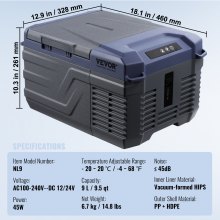 VEVOR Portable Car Refrigerator Freezer Compressor 9 L Single Zone for Car Home