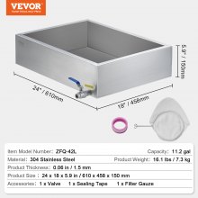 VEVOR Maple Syrup Evaporator Pan 304 Stainless Steel with Valve for Home Outdoor