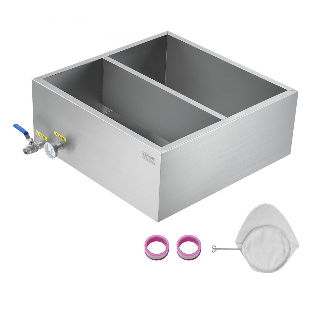 VEVOR Maple Syrup Evaporator Pan, 23.6 Gallon, 343 Cups of 8.8oz Maple Syrup, Flat Evaporator Pan with Thermometer, 1 Valve and 3 Heating Methods, 304 Stainless Steel Maple Syrup Pan for Home, Outdoor