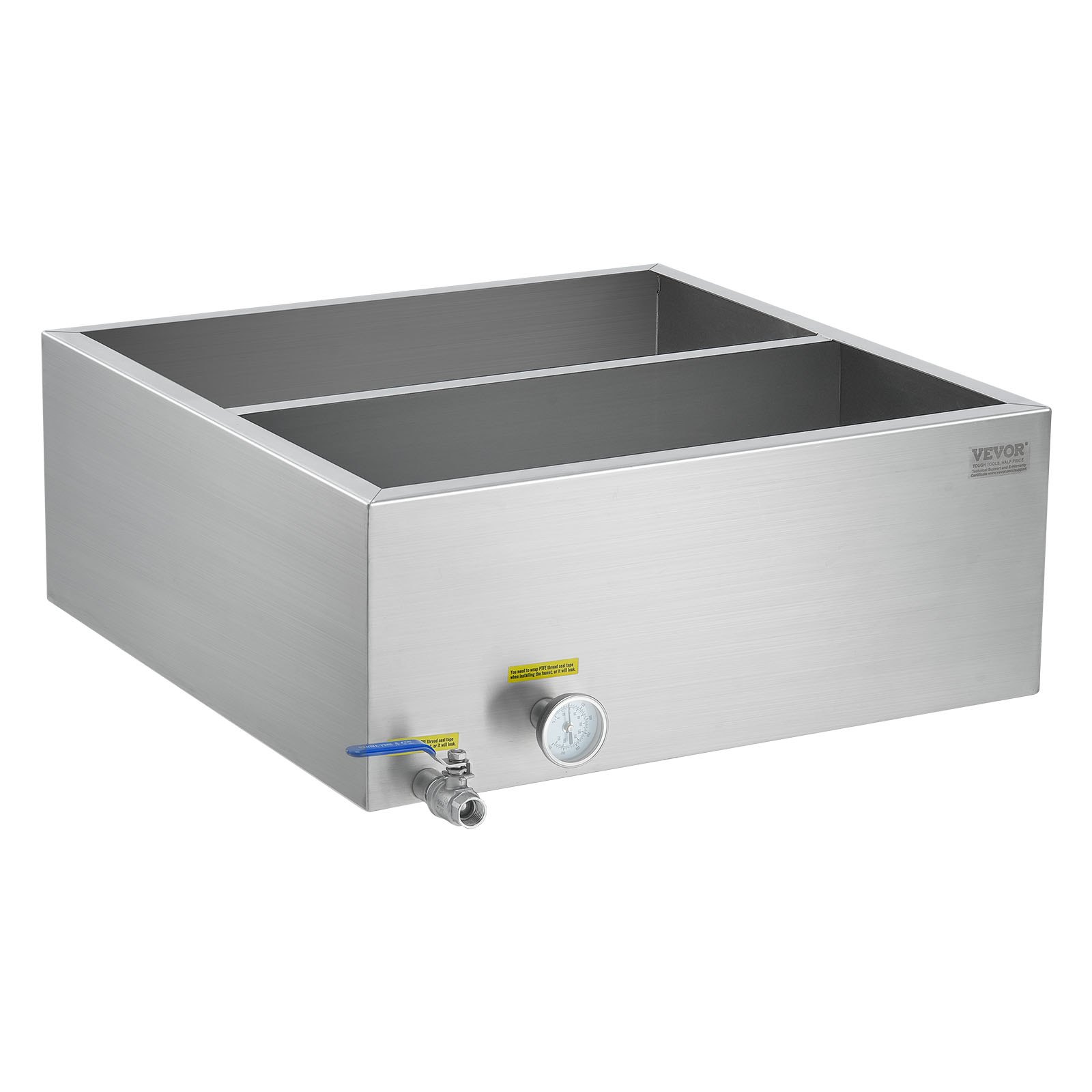 VEVOR Maple Syrup Evaporator Pan, 23.6 Gallon, 343 Cups of 8.8oz Maple Syrup, Flat Evaporator Pan with Thermometer, 1 Valve and 3 Heating Methods, 304 Stainless Steel Maple Syrup Pan for Home, Outdoor
