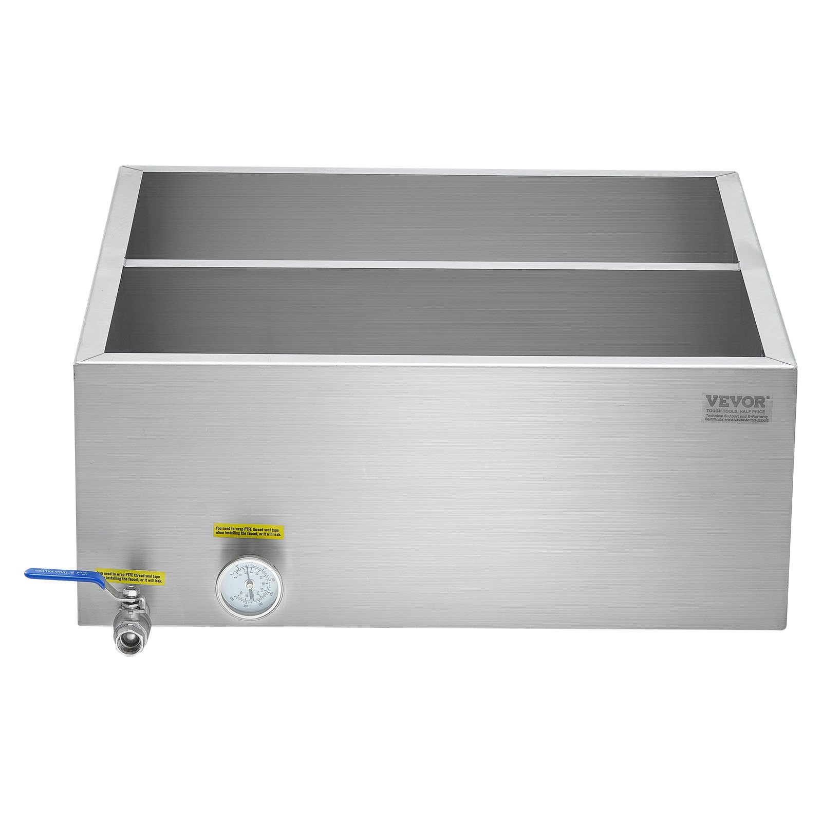 VEVOR Maple Syrup Evaporator Pan, 23.6 Gallon, 343 Cups of 8.8oz Maple Syrup, Flat Evaporator Pan with Thermometer, 1 Valve and 3 Heating Methods, 304 Stainless Steel Maple Syrup Pan for Home, Outdoor