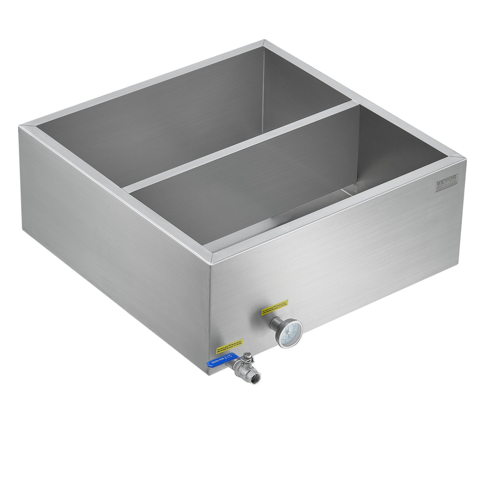 VEVOR Maple Syrup Evaporator Pan, 23.6 Gallon, 343 Cups of 8.8oz Maple Syrup, Flat Evaporator Pan with Thermometer, 1 Valve and 3 Heating Methods, 304 Stainless Steel Maple Syrup Pan for Home, Outdoor