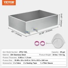 VEVOR Maple Syrup Evaporator Pan 304 Stainless Steel with 2 Valves Home Outdoor