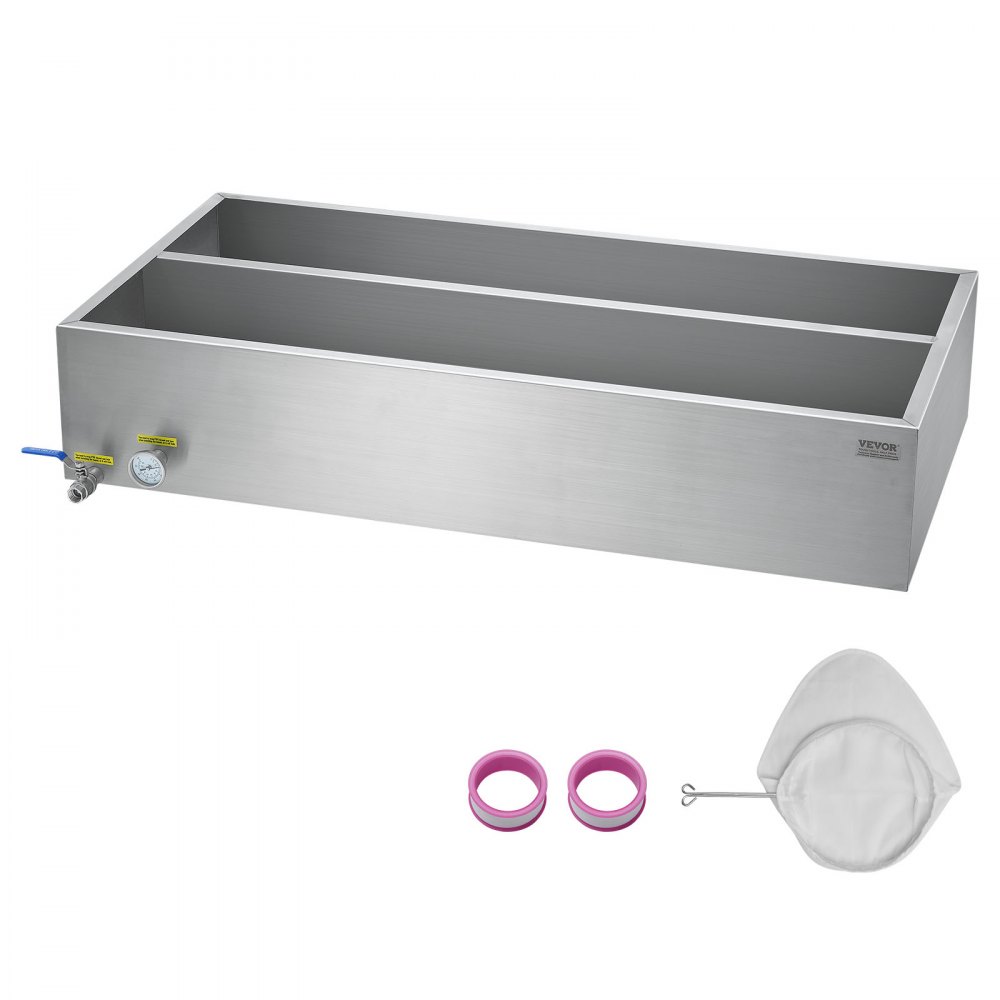 VEVOR Maple Syrup Evaporator Pan, 47 Gallon, 683 Cups of 8.8oz Maple Syrup, Flat Evaporator Pan with Thermometer, 1 Valve and 3 Heating Methods, 304 Stainless Steel Maple Syrup Pan for Home, Outdoor