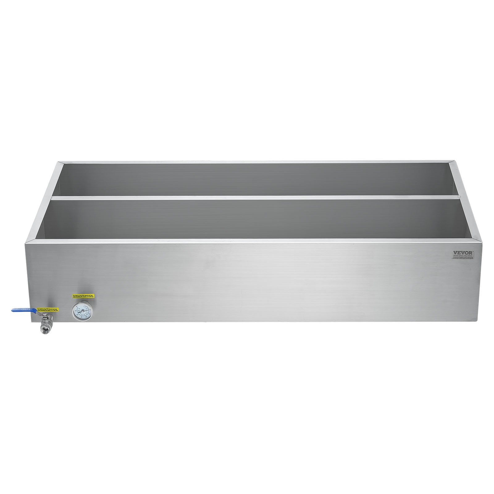 VEVOR Maple Syrup Evaporator Pan, 47 Gallon, 683 Cups of 8.8oz Maple Syrup, Flat Evaporator Pan with Thermometer, 1 Valve and 3 Heating Methods, 304 Stainless Steel Maple Syrup Pan for Home, Outdoor