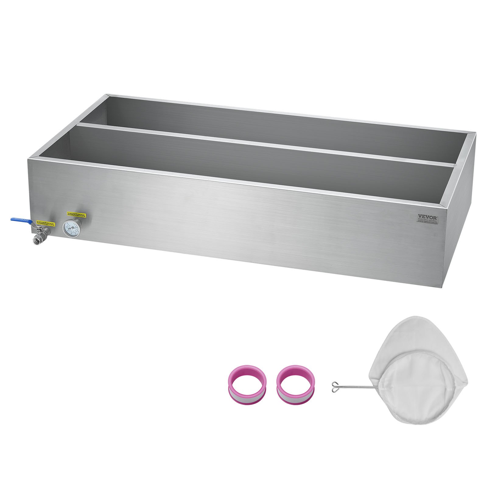 VEVOR Maple Syrup Evaporator Pan, 47 Gallon, 683 Cups of 8.8oz Maple Syrup, Flat Evaporator Pan with Thermometer, 1 Valve and 3 Heating Methods, 304 Stainless Steel Maple Syrup Pan for Home, Outdoor