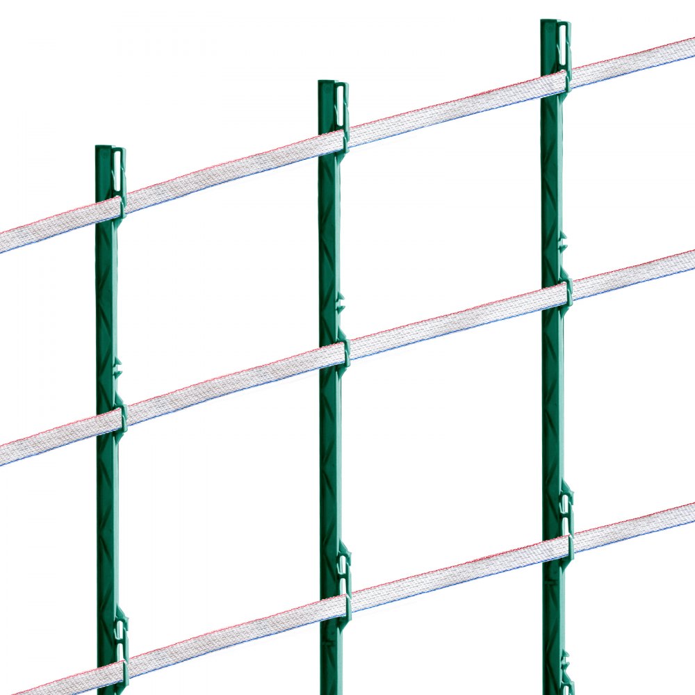 Cinta para cercas eléctricas VEVOR, alambre de polietileno de 500 m y 1640 pies, 6 hebras de acero inoxidable de 3/4" de ancho para una conductividad confiable, resistente a los rayos UV y al óxido, alambre de polietileno portátil para caballos y ganado.