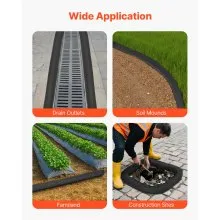 VEVOR Sediment Filter Sock, 4Pcs Erosion Control Socks Dia. 5 in x 10 ft L Coverage, Polypropylene Filler, Flexible & Efficient Silt Fence Socks for Storm-Water Management, Drainage Protection