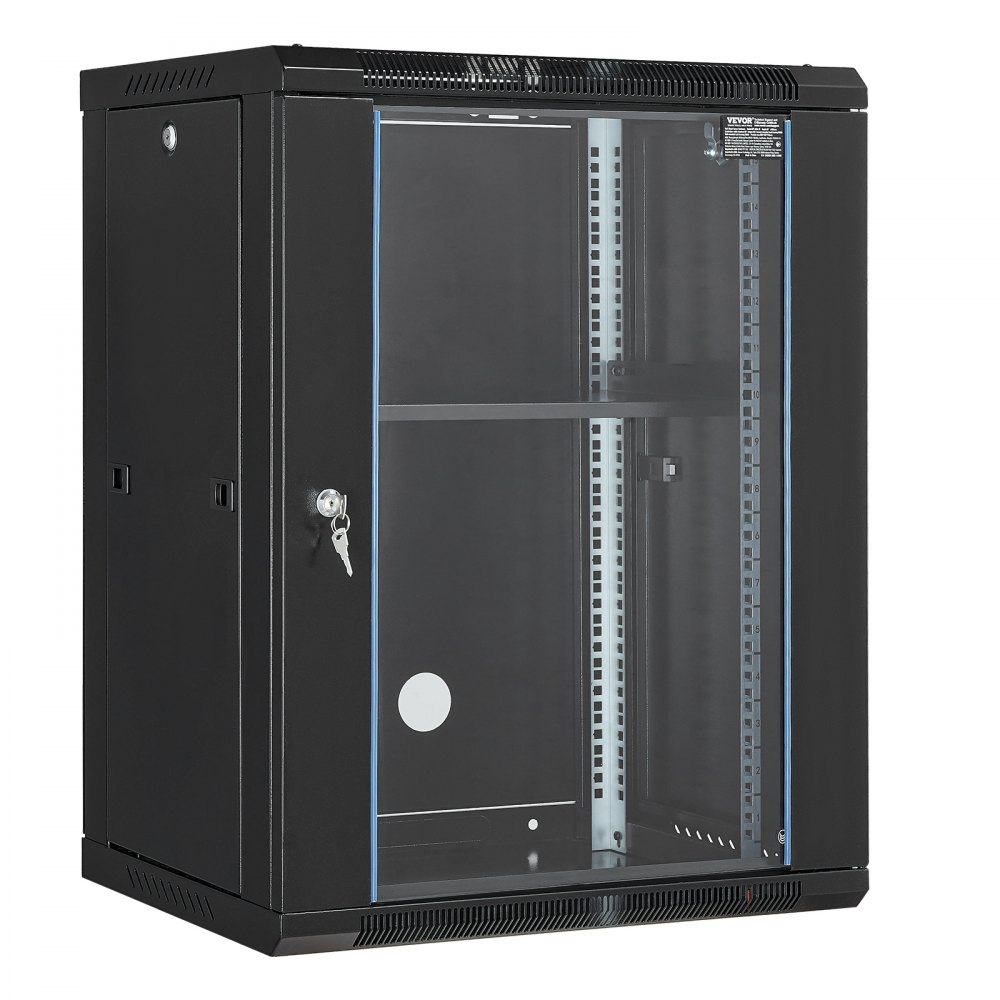 VEVOR 15U Wall Mount Network Server Rack Cabinet Enclosure 457.2 mm Door Lock