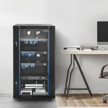 VEVOR 22U Network Cabinet Wall Mount, 23.6 in Depth, 300 lbs Max Load Capacity Server Cabinet Rack Enclosure with Locking Tempered Glass Door, Side Panels, Server Rack for IT Equipment, A/V Devices
