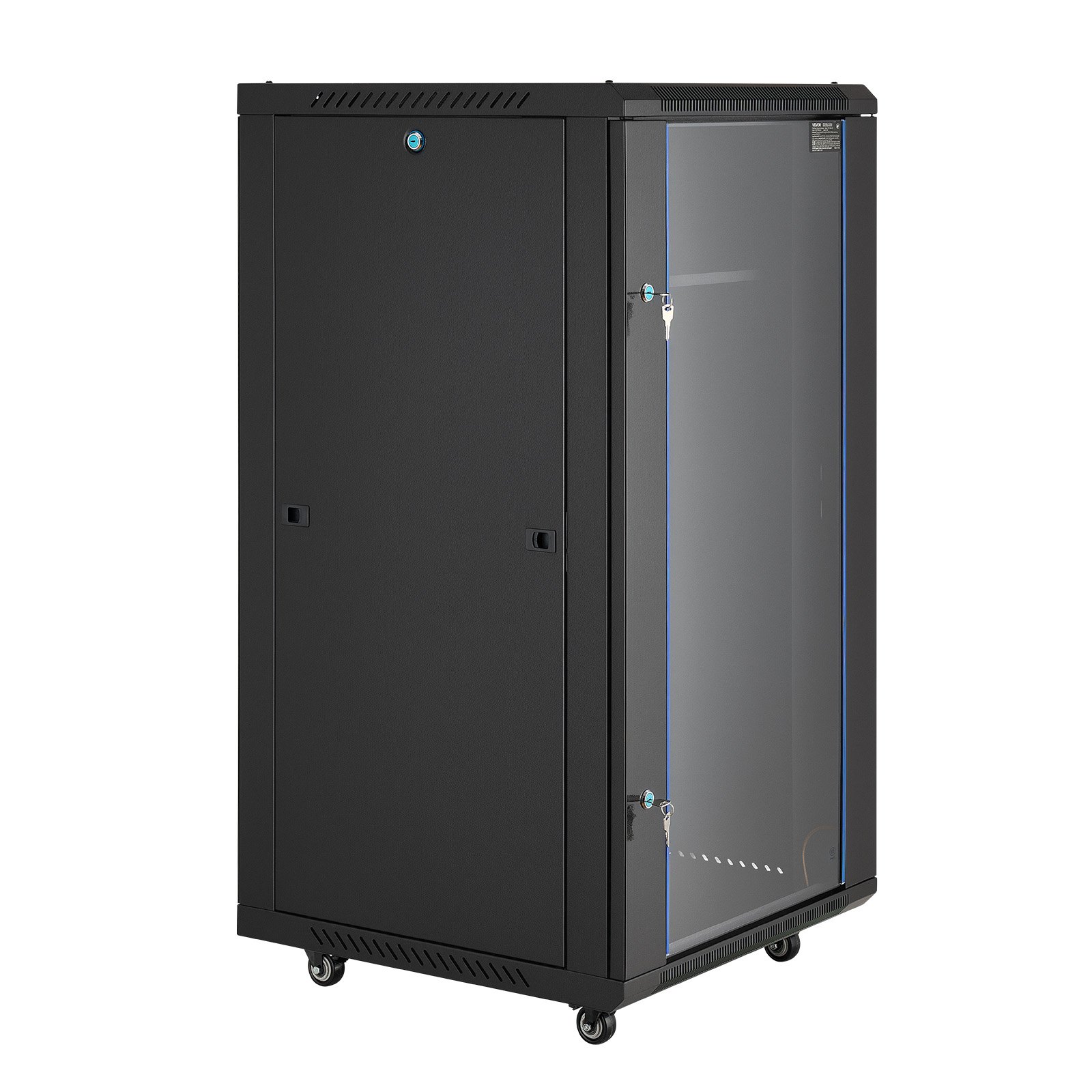 VEVOR 22U Network Cabinet Wall Mount, 23.6 in Depth, 300 lbs Max Load Capacity Server Cabinet Rack Enclosure with Locking Tempered Glass Door, Side Panels, Server Rack for IT Equipment, A/V Devices