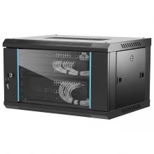 VEVOR 6U Wall Mount Network Server Cabinet, 15.5'' Deep, Server Rack Cabinet Enclosure, 200 lbs Max. Ground-mounted Load Capacity, with Locking Glass Door Side Panels, for IT Equipment, A/V Devices