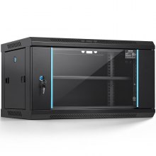 VEVOR 6U Wall Mount Network Server Cabinet, 15.5'' Deep, Server Rack Cabinet Enclosure, 200 lbs Max. Ground-mounted Load Capacity, with Locking Glass Door Side Panels, for IT Equipment, A/V Devices