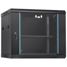 VEVOR 9U Wall-Mounted Server Network Cabinet, 15.5'' Depth, Secure Rack Enclosure, Supports up to 200 lbs, Features Lockable Glass Door and Side Panels, Ideal for IT and A/V Gear