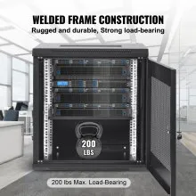 VEVOR 12U Wall Mount Network Server Cabinet, 15.5'' Deep, Server Rack Cabinet Enclosure, 200 lbs Max. Ground-mounted Load Capacity, with Locking Door Side Panels, for IT Equipment, A/V Devices