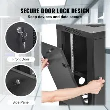 VEVOR 12U Wall Mount Network Server Cabinet, 15.5'' Deep, Server Rack Cabinet Enclosure, 200 lbs Max. Ground-mounted Load Capacity, with Locking Door Side Panels, for IT Equipment, A/V Devices