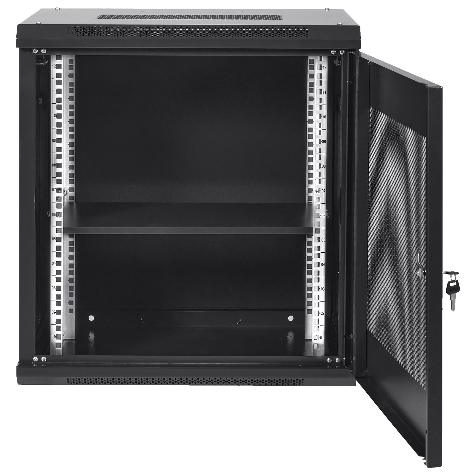 VEVOR 12U Wall Mount Network Server Cabinet, 39.4cm/15.5" Deep, Server Rack Cabinet Enclosure, 90kg/200 lbs Max. Ground-mounted Load Capacity, with Locking Door Side Panels, for IT Equipment, A/V Devices
