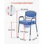 VEVOR Bedside Commode Chair, 181 kg Weight Capacity, 3-in-1 Portable Toilet and Raised Toilet Seat with Padded Seat and Backrest, Detachable 5L Bucket, Adjustable Height Adult Potty Chair for Seniors