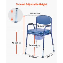 VEVOR Bedside Commode Chair 3-in-1 Raised Toilet Seat 181 kg Adjustable Height