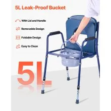 VEVOR Bedside Commode Chair 3-in-1 Raised Toilet Seat 181 kg Adjustable Height
