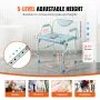 VEVOR Commode Chair, Bedside Commode with Drop-Down Arms and Detachable Backrest, 5-Level Adjustable Height, 7L Removable Bucket, Easy to Assemble, 1000LBS Capacity, Portable Toilet for Adults Seniors