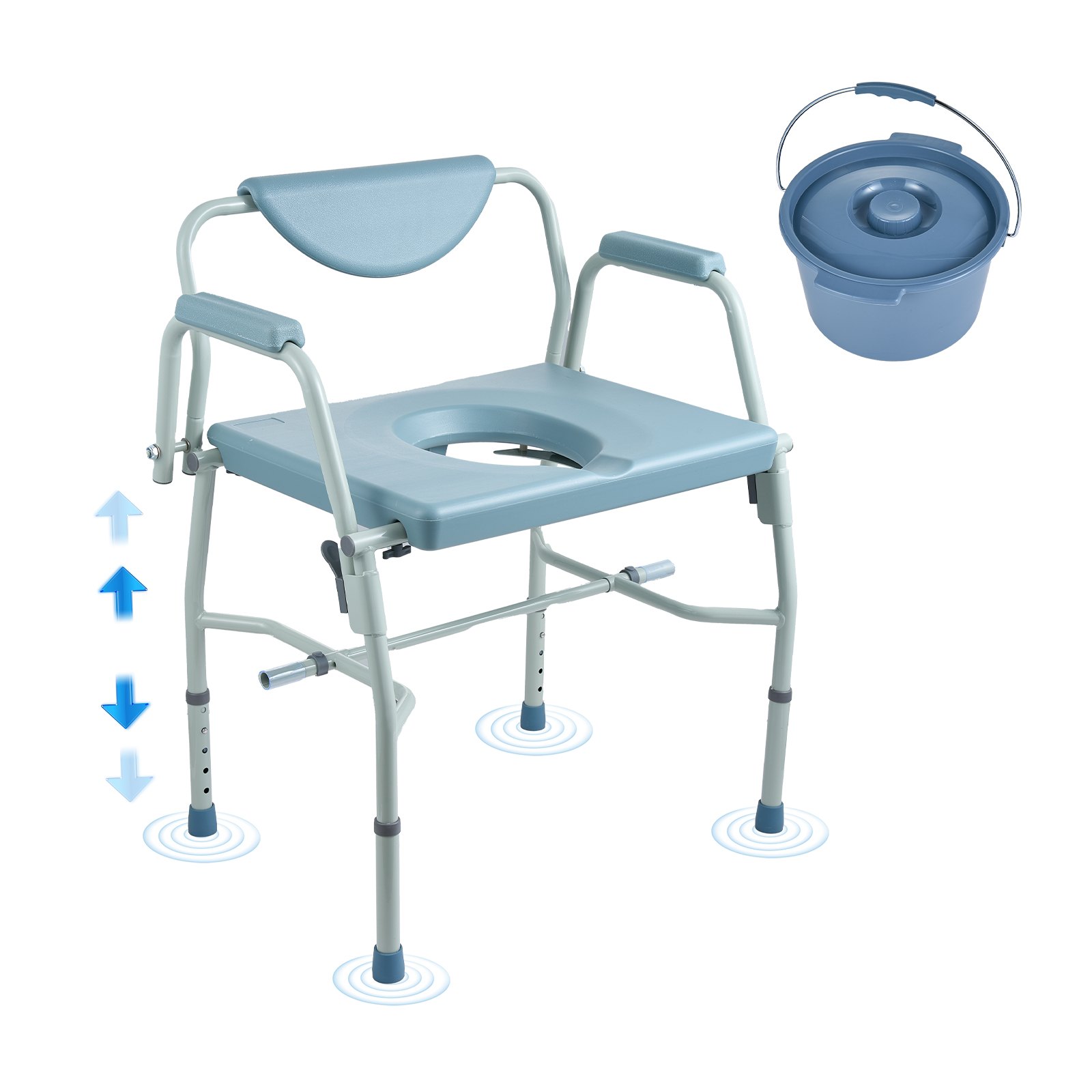 Sweiko Commode Chair, Bedside Commode with Drop-Down Arms and Detachable Backrest, 5-Level Adjustable Height, 7L Removable Bucket, Easy to Assemble, 1000LBS Capacity, Portable Toilet for Adults Seniors Sweiko Commode Chair, Bedside Commode with Drop-Down Arms and Detachable Backrest, 5-Level Adjustable Height, 7L Removable Bucket, Easy to Assemble, 1000LBS Capacity, Portable Toilet for Adults Seniors
