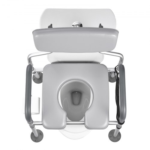 VEVOR Bedside Commode Chair 500 Lbs Capacity 4-in-1 Portable Toilet Adjustable Height & Width Padded Seat & Backrest Detachable 5l Bucket