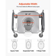 Bedside Commode Chair 4-in-1 Raised Toilet Seat 500 lbs Adjustable Height