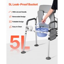 Bedside Commode Chair 4-in-1 Raised Toilet Seat 500 lbs Adjustable Height