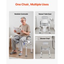 Bedside Commode Chair 4-in-1 Raised Toilet Seat 500 lbs Adjustable Height