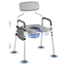 Bedside Commode Chair 4-in-1 Raised Toilet Seat 500 lbs Adjustable Height