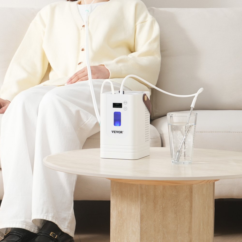 VEVOR Hydrogen Inhalation Machine, 99.99% High Purity Hydrogen Inhaler, HO-Separated 450ml/min (300 H+150 O) Three Ports Hydrogen Oxygen Inhaler, Hydrogen-Rich Water Generator for Home Travel