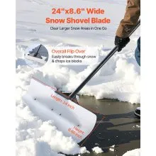 Plastic Snow Pusher Shovel 24in Heavy Duty Snow Plow for Driveway Ergonomic Grip