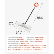 Plastic Snow Pusher Shovel 24in Heavy Duty Snow Plow for Driveway Ergonomic Grip