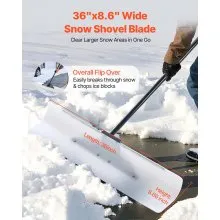 Plastic Snow Pusher Shovel 36in Heavy Duty Snow Plow for Driveway Ergonomic Grip