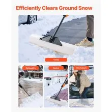 Plastic Snow Pusher Shovel 36in Heavy Duty Snow Plow for Driveway Ergonomic Grip