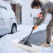 Plastic Snow Pusher Shovel 36in Heavy Duty Snow Plow for Driveway Ergonomic Grip