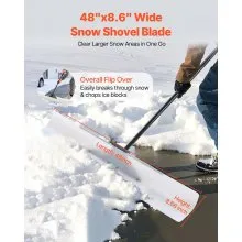 Plastic Snow Pusher Shovel 48in Heavy Duty Snow Plow for Driveway Ergonomic Grip