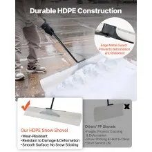 Plastic Snow Pusher Shovel 48in Heavy Duty Snow Plow for Driveway Ergonomic Grip