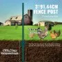 VEVOR 3 Feet Fence Post, 10 Pack U-Channel Heavy Duty Metal Fence Posts, Sturdy Steel Fence Stakes for Garden Yard, Lawn, Farms and Outdoor Wire Fencing, Green