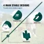 VEVOR 6 Feet Fence Post, 6 Pack U-Channel Heavy Duty Metal Fence Posts, Sturdy Steel Fence Stakes for Garden Yard, Lawn, Farms and Outdoor Wire Fencing, Green