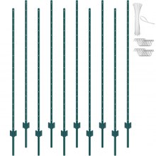 VEVOR 6 Feet Fence Post 10 Pack T-Post Heavy Duty Metal Fence Posts Green