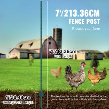 VEVOR 7 Feet Fence Post 10 Pack T-Post Heavy Duty Metal Fence Posts Green