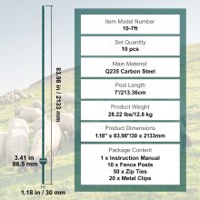 VEVOR 7 Feet Fence Post 10 Pack T-Post Heavy Duty Μεταλλικοί στύλοι φράχτη πράσινο