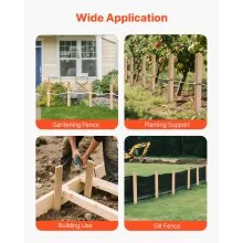 VEVOR Wooden Garden Stakes, 25 Pcs 24 x 0.5 x1.5 in Survey Grading Stakes, Garden Ground Stake with Sharp Point, Fir Wood Plant Support Stake, Sign Posts for Silt Fence Backyard Boundaries Baselines