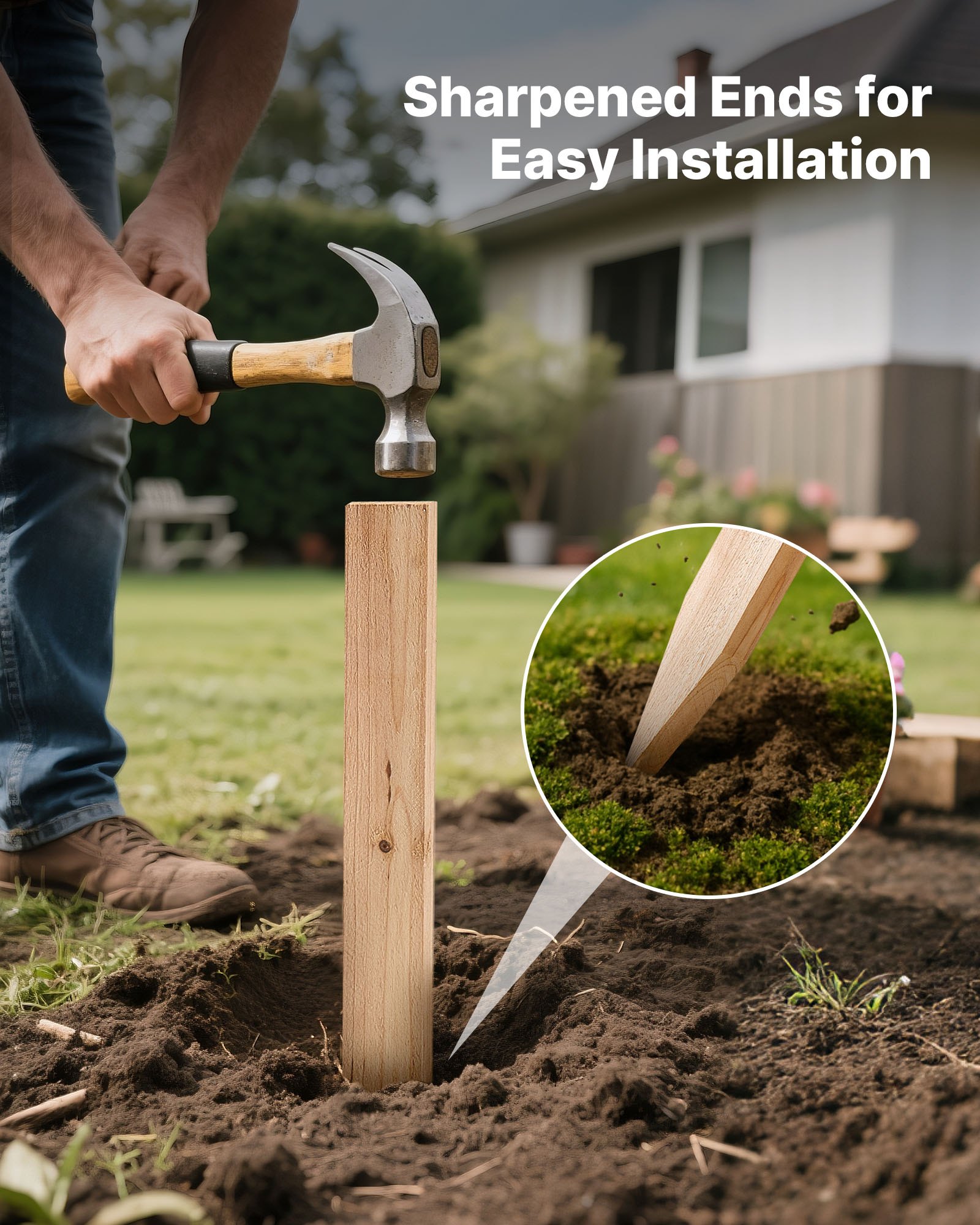 VEVOR Wooden Garden Stakes, 25 Pcs 24 x 0.5 x1.5 in Survey Grading Stakes, Garden Ground Stake with Sharp Point, Fir Wood Plant Support Stake, Sign Posts for Silt Fence Backyard Boundaries Baselines