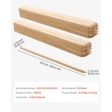 VEVOR Wooden Garden Stakes, 50 Pcs 36x0.75x0.75 in Survey Grading Stakes, Garden Ground Stake with Sharp Point, Fir Wood Plant Support Stake, Sign Posts for Silt Fence Backyard Boundaries Baselines