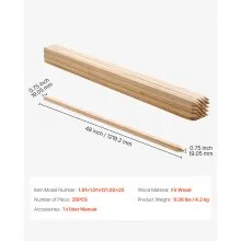 VEVOR Wooden Garden Stakes, 25 Pcs 48x0.75x0.75 in Survey Grading Stakes, Garden Ground Stake with Sharp Point, Fir Wood Plant Support Stake, Sign Posts for Silt Fence Backyard Boundaries Baselines