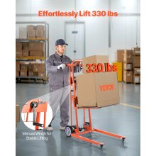 Material Lift Winch Stacker 330 lbs Capacity Pallet Truck Dolly 42.9 in Max Lift